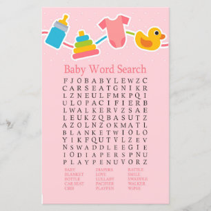 Rose Baby toys Baby Shower Word Search Game