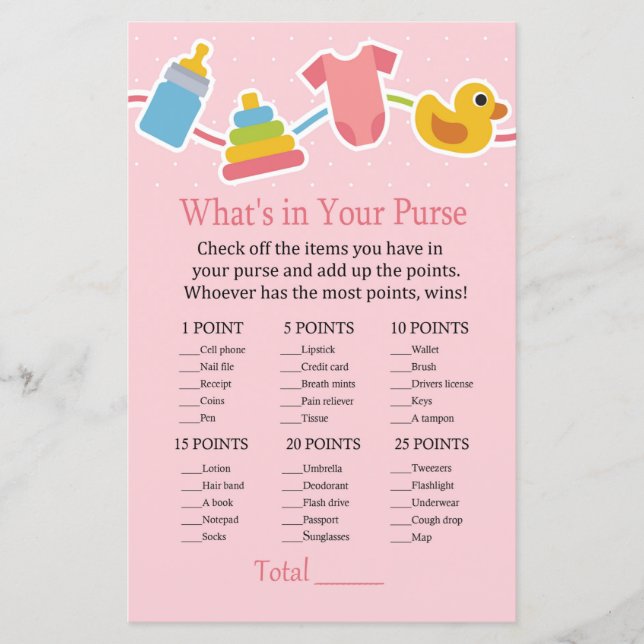 Rose Baby toys What's in your purse game (Front)