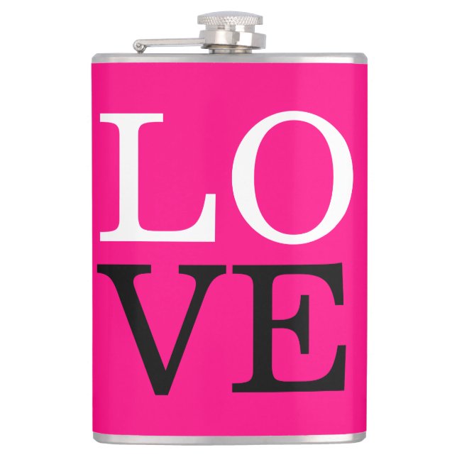 Rose Background Love Wedding Hip Flask (Front)