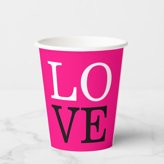 Rose Background Love Wedding Paper Cups (Front)