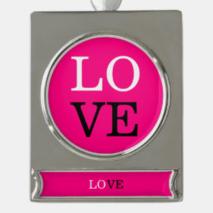 Rose Background Love Wedding Silver Plated Banner Ornament