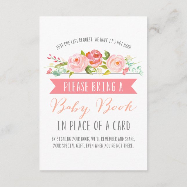 Rose Banner Baby Book | Baby Shower Enclosure Card (Front)