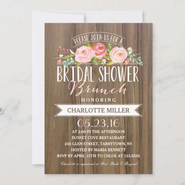 Rose Banner Brunch | Bridal Shower Invitation (Front)