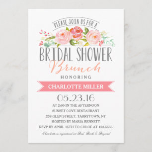 Rose Banner Brunch Bridal Shower Invitation