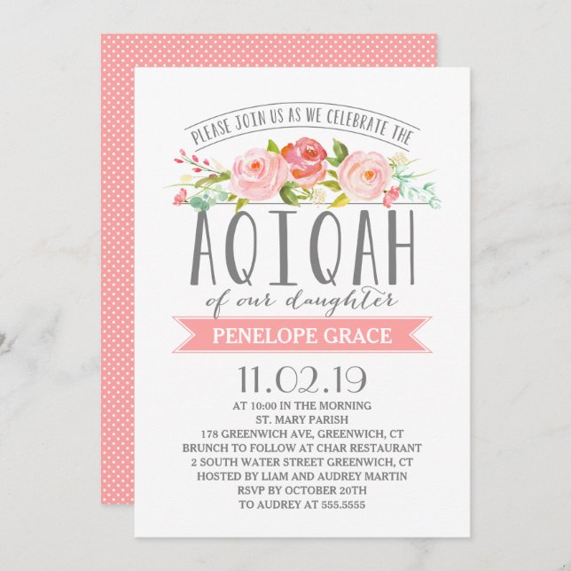 Rose Banner | Girl AQIQAH Invitation (Front/Back)