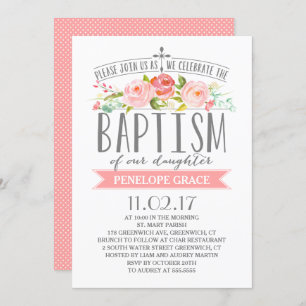 Rose Banner   Girl Baptism Invitation