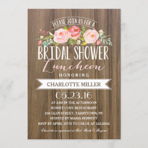 Rose Banner Luncheon   Bridal Shower Invitation