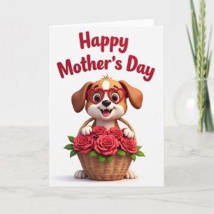 Rose Basket Canine Mothers Day Card
