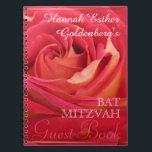 Rose Bat Mitzvah Guest Book<br><div class="desc">Floral Photography with a slight blur for adding softness to the picture of this delicate rose. Customisable Bat Mitzvah Guest Book. You can easily change text (colour,  font,  size and position) by clicking the personalise or customise button. Matching Bat Mitzvah Invitation.</div>