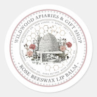 Rose Beeswax Lip Balm Vintage Skep with Honeycomb