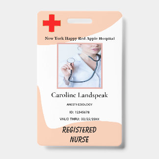 Rose Beige Employee Photo Logo for Hospital Nurse ID Badge