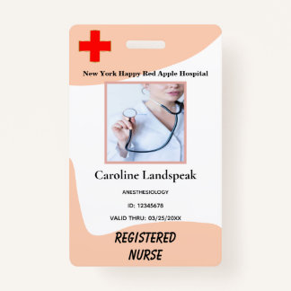 Rose Beige Employee Photo Logo for Hospital Nurse ID Badge