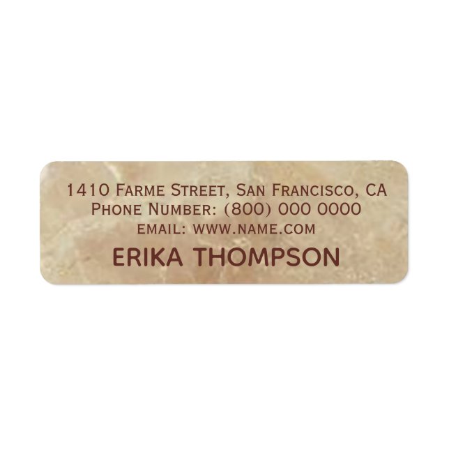 rose beige marble return address label (Front)