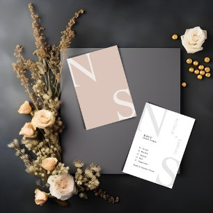 Rose Beige Minimalist Elegant BoldInitials Wedding RSVP Card