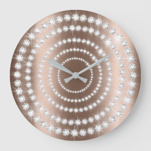 Rose Beige Vip Grey Silver Diamond Infinity Large Clock