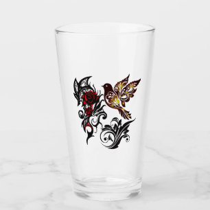 Rose & Bird Drinkware Glass