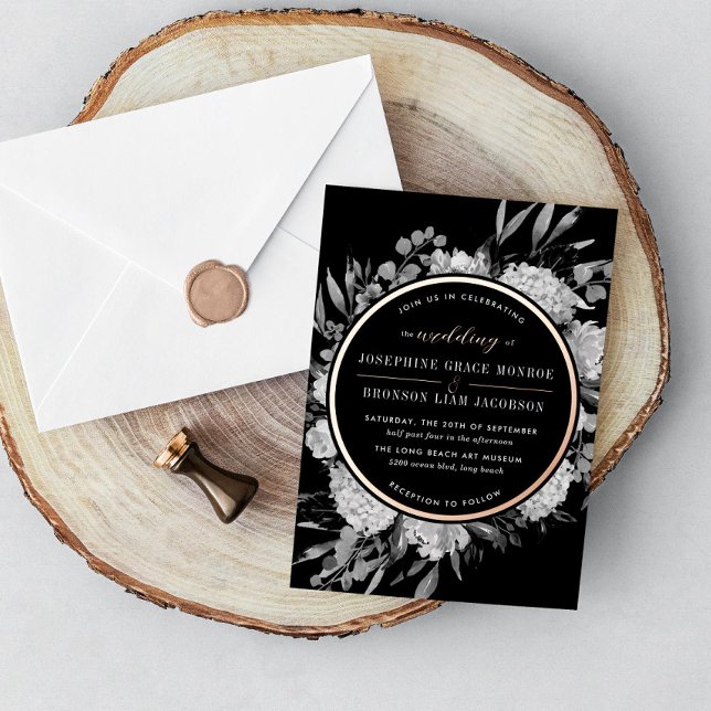 Rose Black and White Watercolor Floral Wedding Foi (Creator Uploaded)