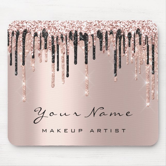 Rose Black Blush Glitter Name Makeup Wax Lashes Mouse Pad (Front)
