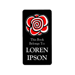Rose - Black Bookplate Label