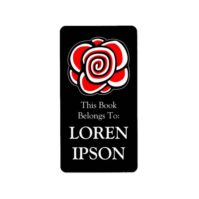 Rose - Black Bookplate Label (Front)