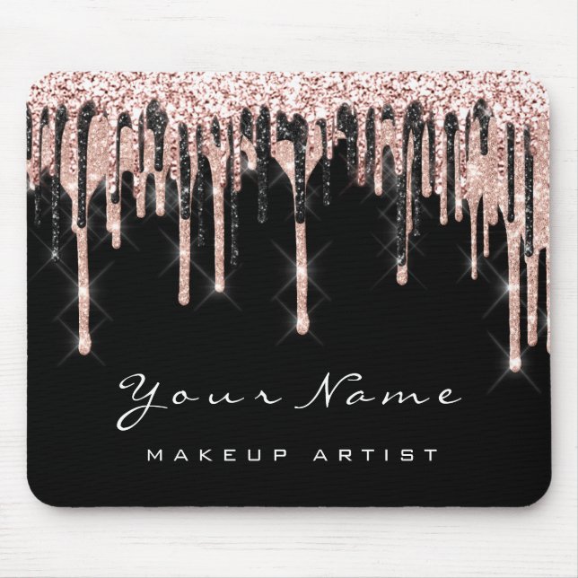 Rose Black White Glitter Name Makeup Wax Lashes Mouse Pad (Front)