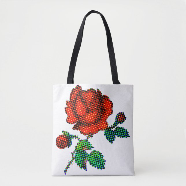 Rose Bloom Halftone Fine Art Tote Bag (Front)