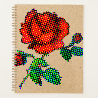 Rose Bloom Halftone on Brown Paper Fine Art Planner