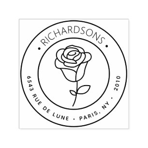 Rose Bloom Icon Return Address Self-inking Stamp