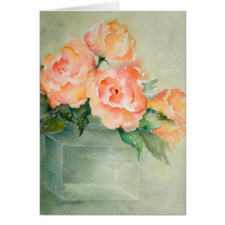 Rose Blooms in Green Vase