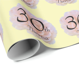 Rose Blossom / Pink & Yellow / 30th Birthday Party Wrapping Paper