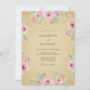 Rose Blossom Romantic Flourish Wedding Invitation