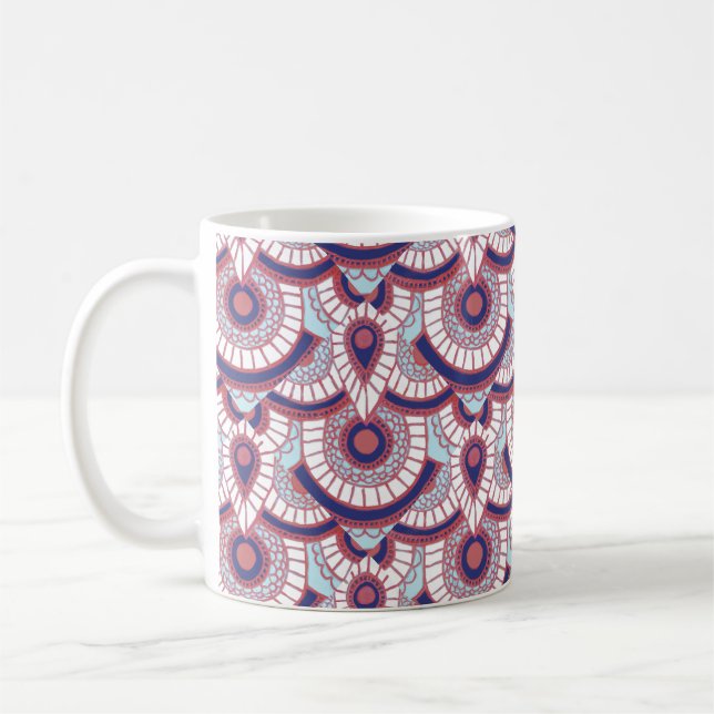  Rose ,blue and white Geometric mug (Left)
