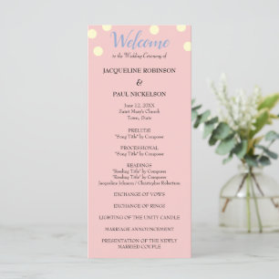 Rose Blue Cream Polka Dots Wedding Program