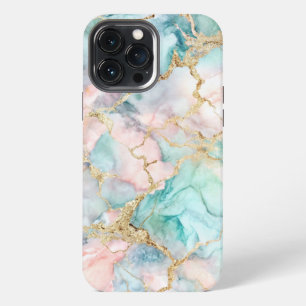 Rose Blue Gold Marble iPhone 13 Pro Max Case