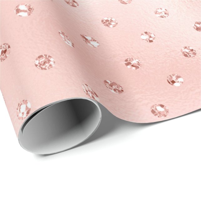Rose Blush  Beauty Pink Crystals Swarovski Dots Wrapping Paper (Roll Corner)