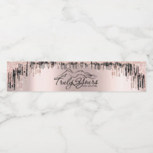 Rose Blush Black Drips Body Sclupting Logo Water Bottle Label