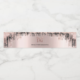 Rose Blush Black Drips Hairdresser Makeup Logo Water Bottle Label