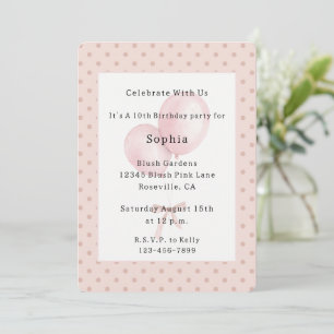 Rose Blush Dots Pink Balloons Birthday   Invitation