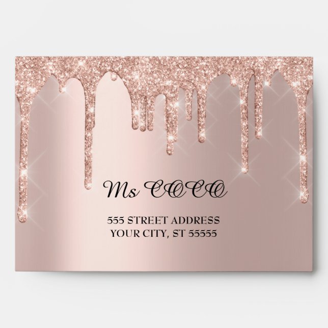 Rose Blush Drips Wedding Sweet Corporate Event Envelope (Front)