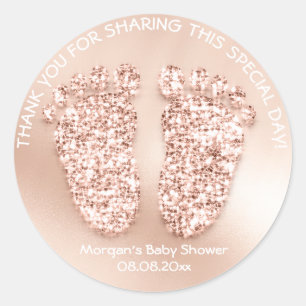 Rose Blush Feet Baby Shower Favour Gift Thank Spar Classic Round Sticker