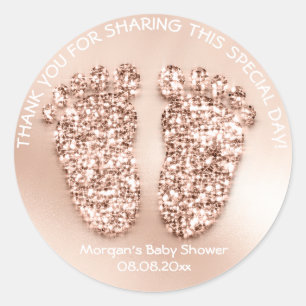 Rose Blush Feet Baby Shower Favour Gift Thank You Classic Round Sticker