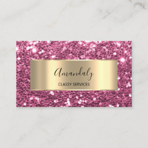 Rose Blush Gold Frame Glitter QR Code Pink Berry Business Card