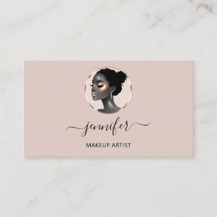 Rose Blush Gold Makeup Artist Logo Lashes QR CODE Business Card
