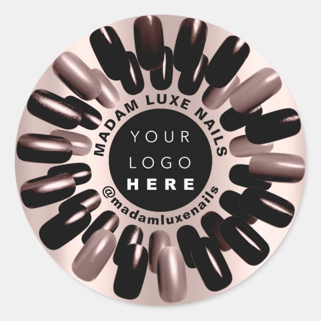 Rose Blush Nails Stylist Studio Custom Logo Classic Round Sticker (Front)