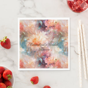 Rose Blush Peach Orange Floral Napkin