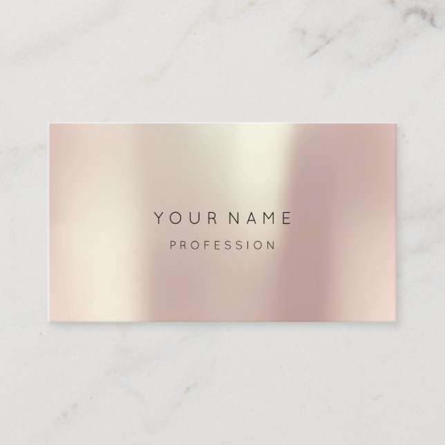 Rose Blush Pearly Abstract Minimal Silk Metal1 Business Card (Front)
