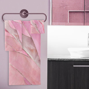 Rose Blush Pink - Mosaic Waves Bath Towel Set