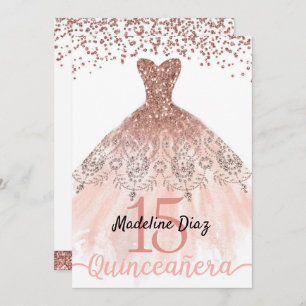 Rose Blush Pink Quinceanera Birthday Invitation