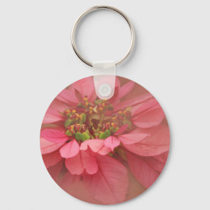 Rose Blush Poinsettias Digital Art Key Ring