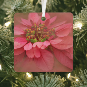 Rose Blush Poinsettias Digital Art Metal Ornament